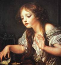 Jeune fille pleurant la mort de son-oiseau(Greuze,1759)